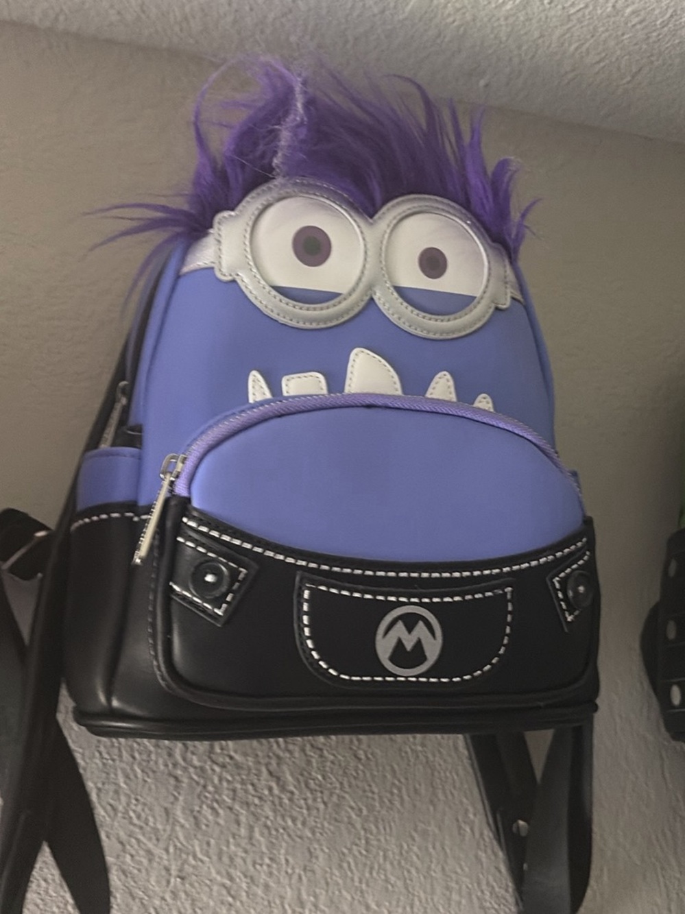 Loungefly Purple Monster Mini Backpack with Faux Fur